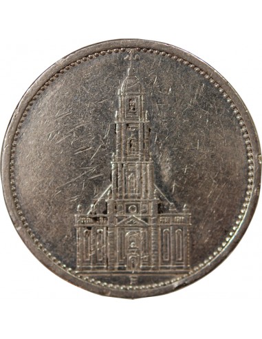 ALLEMAGNE, IIIe REICH - 5 MARK ARGENT EGLISE DE POTSDAM, TYPE 2 1934 A BERLIN