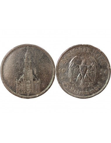 ALLEMAGNE, IIIe REICH - 5 MARK ARGENT EGLISE DE POTSDAM, TYPE 2 1934 A BERLIN