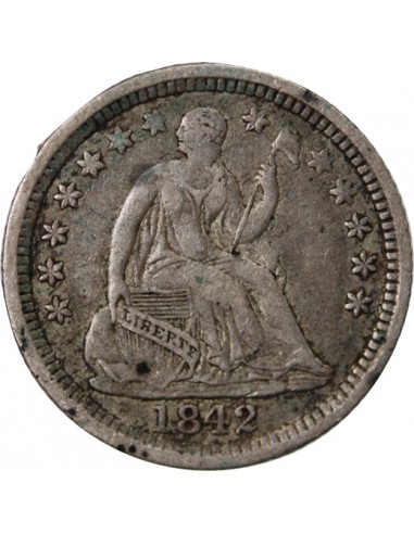 ETATS UNIS - HALF DIME SEATED LIBERTY ARGENT 1842 O NOUVELLE-ORLEANS