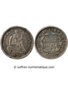 ETATS UNIS - HALF DIME SEATED LIBERTY ARGENT 1842 O NOUVELLE-ORLEANS