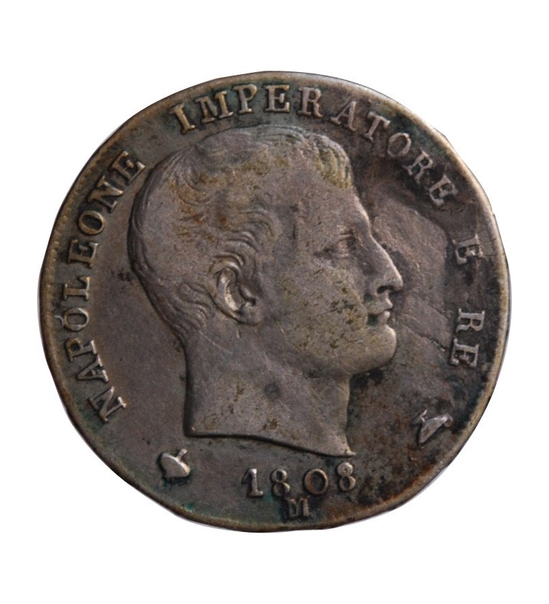 ITALIE, NAPOLEON - 1 LIRA ARGENT 1808 M MILAN﻿