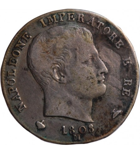 ITALIE, NAPOLEON - 1 LIRA ARGENT 1808 M MILAN﻿