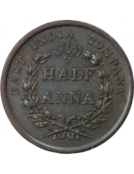 INDE, COMPAGNIE DES INDES ORIENTALES - 1/2 ANNA 1845 CALCUTTA