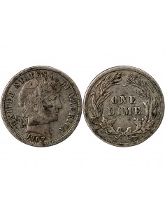ETATS UNIS - BARBER DIME 1907 PHILADELPHIE 2