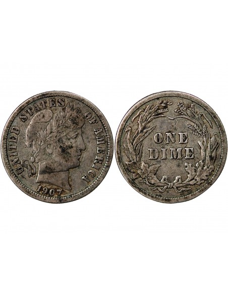 USA 10 cents Argent 1907 Philadelphie