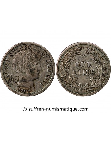 USA 10 cents Argent 1907 Philadelphie