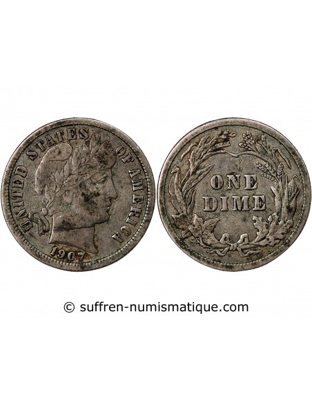 USA 10 cents Argent 1907 Philadelphie