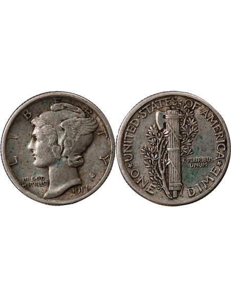 USA 10 cents Argent 1917 Philadelphie