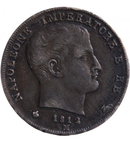 ITALIE, NAPOLEON - 1 LIRA ARGENT 1812 M MILAN