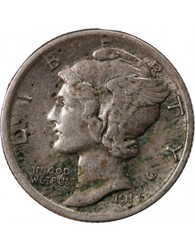 ETATS UNIS - MERCURY DIME 1917 PHILADELPHIE