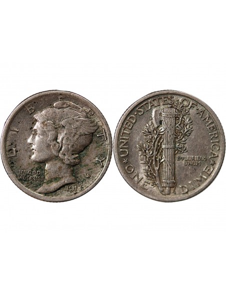 ETATS UNIS - MERCURY DIME 1917 PHILADELPHIE