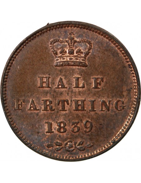 Grande Bretagne Victoria, Reine 1/2 farthing Cuivre 1839 Londres