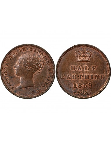 Grande Bretagne Victoria, Reine 1/2 farthing Cuivre 1839 Londres