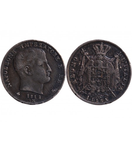 ITALIE, NAPOLEON - 1 LIRA ARGENT 1812 M MILAN