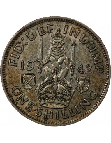 Grande Bretagne George VI, Roi d'Angleterre, Empereur des Indes 1 shilling Argent 1942