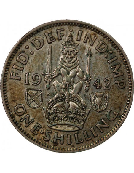Grande Bretagne George VI, Roi d'Angleterre, Empereur des Indes 1 shilling Argent 1942