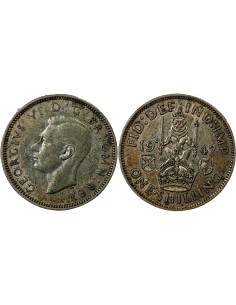 Grande Bretagne George VI, Roi d'Angleterre, Empereur des Indes 1 shilling Argent 1942 2