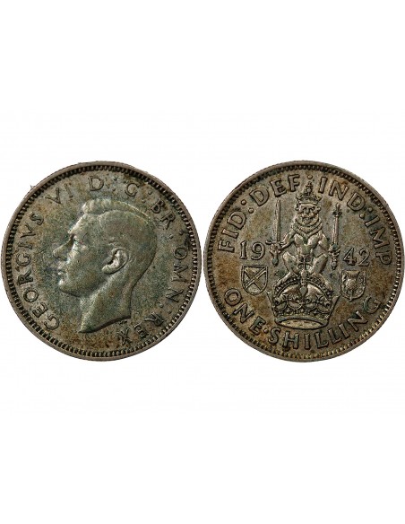 Grande Bretagne George VI, Roi d'Angleterre, Empereur des Indes 1 shilling Argent 1942