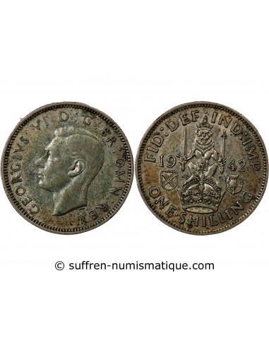 Grande Bretagne George VI, Roi d'Angleterre, Empereur des Indes 1 shilling Argent 1942