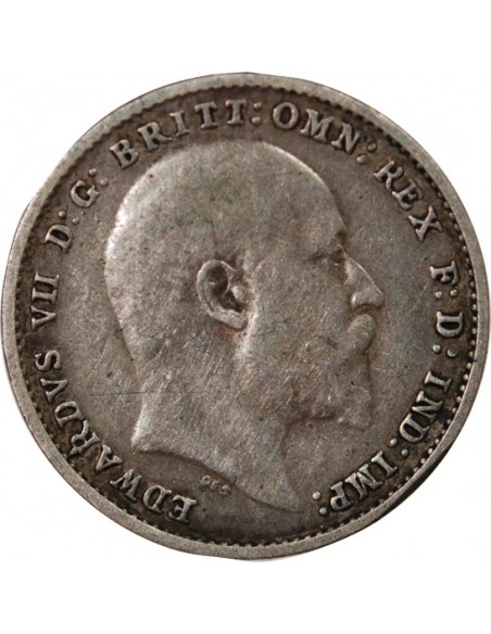 Grande Bretagne Edouard VII, Roi de Grande Bretagne, Empereur des Indes 3 pence Argent 1904