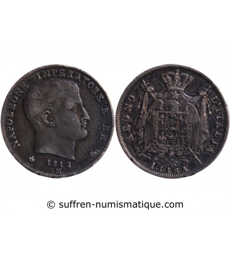ITALIE, NAPOLEON - 1 LIRA ARGENT 1812 M MILAN