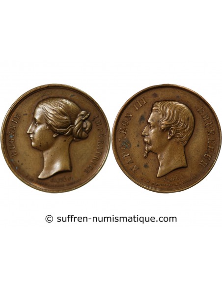 Napoléon III 1 médaille Cuivre circa 1855