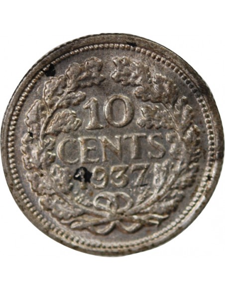 Pays-Bas Wilhelmina I 10 cents Argent 1937