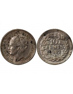 Pays-Bas Wilhelmina I 10 Cents Argent 1937 2