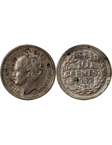 Pays-Bas Wilhelmina I 10 cents Argent 1937