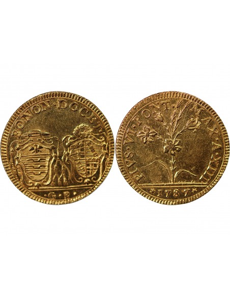 Vatican Pape Pie VI 2 doppie Or 1787 B Bologne