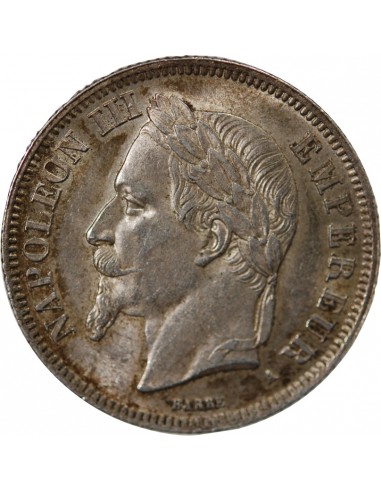 NAPOLEON III - 2 FRANCS TETE LAUREE ARGENT 1868 A PARIS