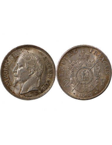 NAPOLEON III - 2 FRANCS TETE LAUREE ARGENT 1868 A PARIS