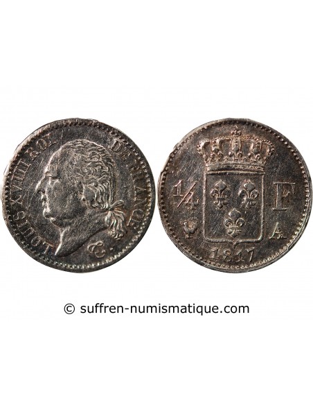 Louis XVIII 1/4 Franc Argent 1817 A Paris