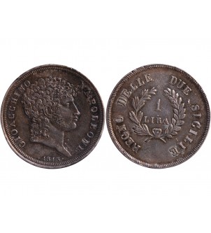 ITALIE, GIOACCHINO - 1 LIRA ARGENT 1813﻿LAN 2