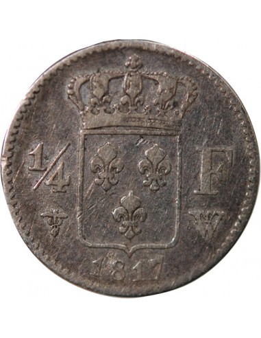 Louis XVIII 1/4 Franc Argent 1817 W Lille