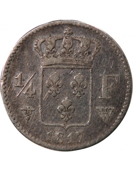 Louis XVIII 1/4 Franc Argent 1817 W Lille