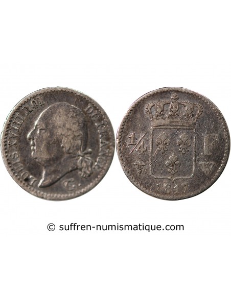 Louis XVIII 1/4 Franc Argent 1817 W Lille