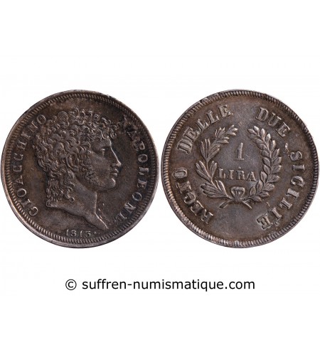 ITALIE, GIOACCHINO - 1 LIRA ARGENT 1813﻿LAN