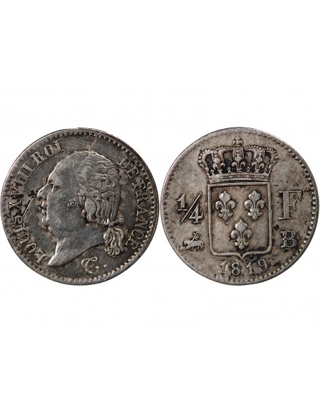 Louis XVIII 01-avr franc Argent 1819 B Rouen