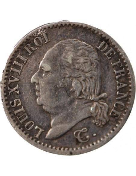 LOUIS XVIII - 1/4 FRANC ARGENT 1821 A PARIS