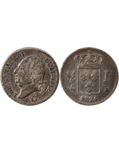 Louis XVIII 01-avr franc Argent 1824 B Rouen 2