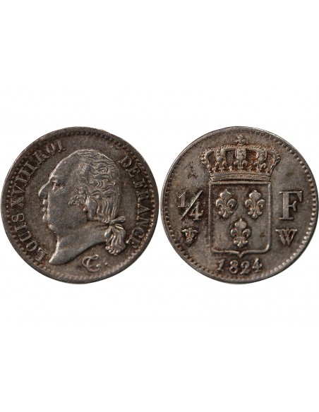 Louis XVIII 01-avr franc Argent 1824 W Lille