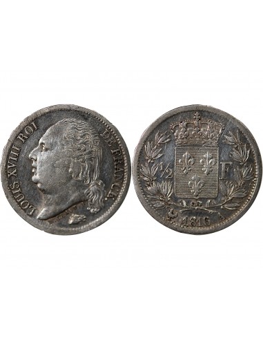 Louis XVIII 1/2 Franc Argent 1816 A Paris