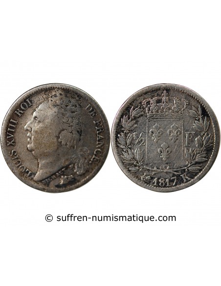 Louis XVIII 01-févr franc Argent 1817 K Bordeaux