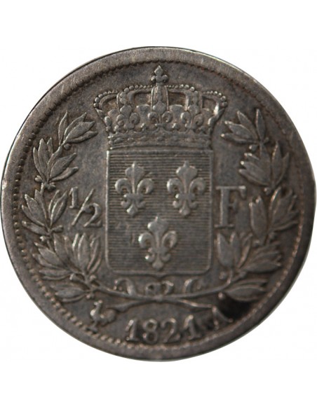 Louis XVIII 1/2 Franc Argent 1821 A Paris