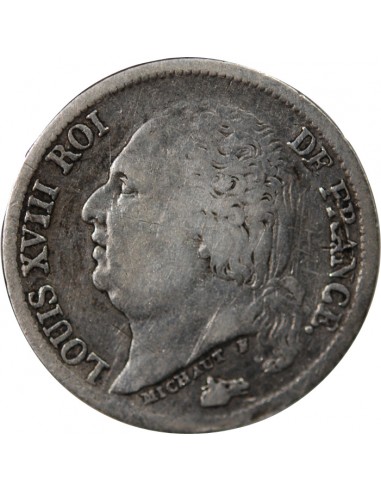 LOUIS XVIII - 1/2 FRANC ARGENT 1824 A PARIS