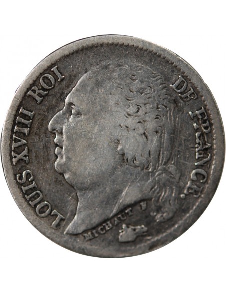 LOUIS XVIII - 1/2 FRANC ARGENT 1824 A PARIS