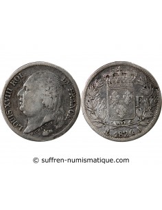 LOUIS XVIII - 1/2 FRANC ARGENT 1824 A PARIS