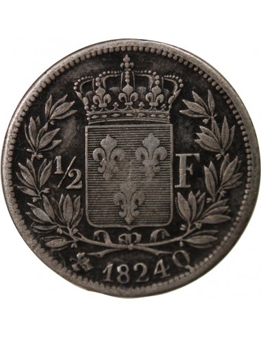 Louis XVIII 1/2 Franc Argent 1824 Q Perpignan
