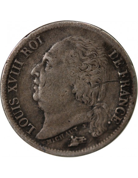 Louis XVIII 01-févr franc Argent 1824 Q Perpignan